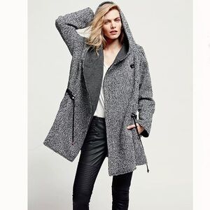 Free People XS Satellite Image Swing Coat ~ Tweed Wool Oversized Warm